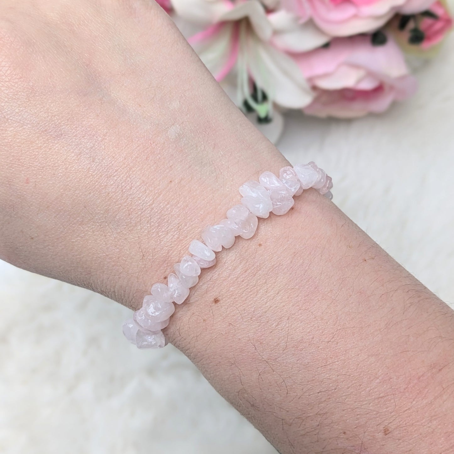 Rose Quartz Crystal Chip Bracelet image 1