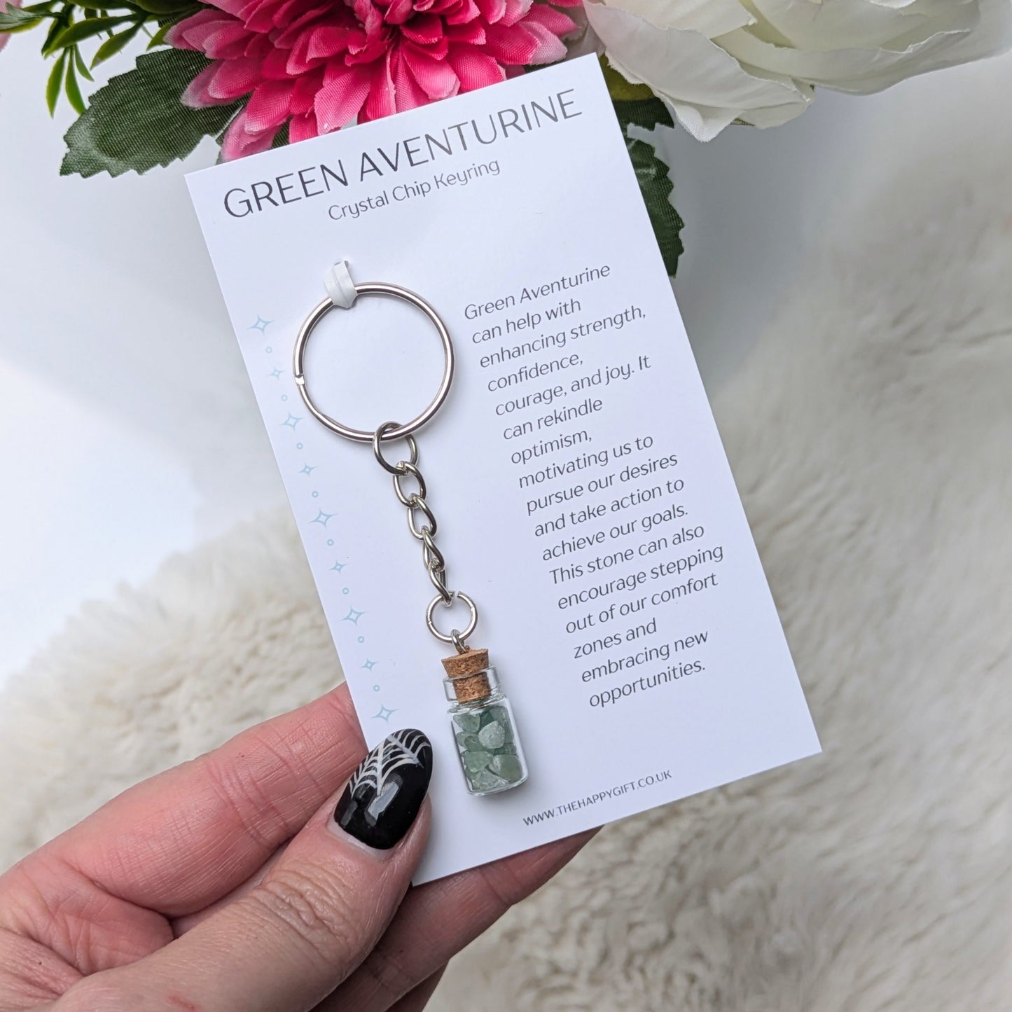 Green Aventurine Crystal Jar Keyring image 0