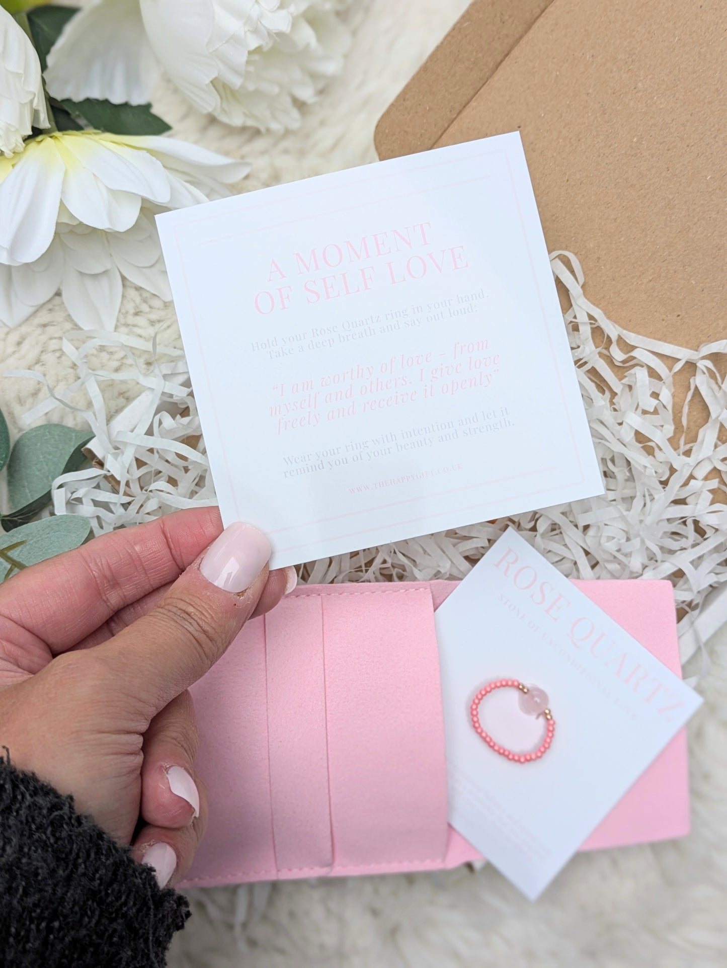 Rose Quartz Crystal Ring