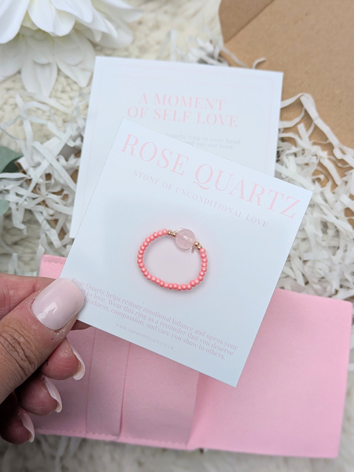 Rose Quartz Crystal Ring