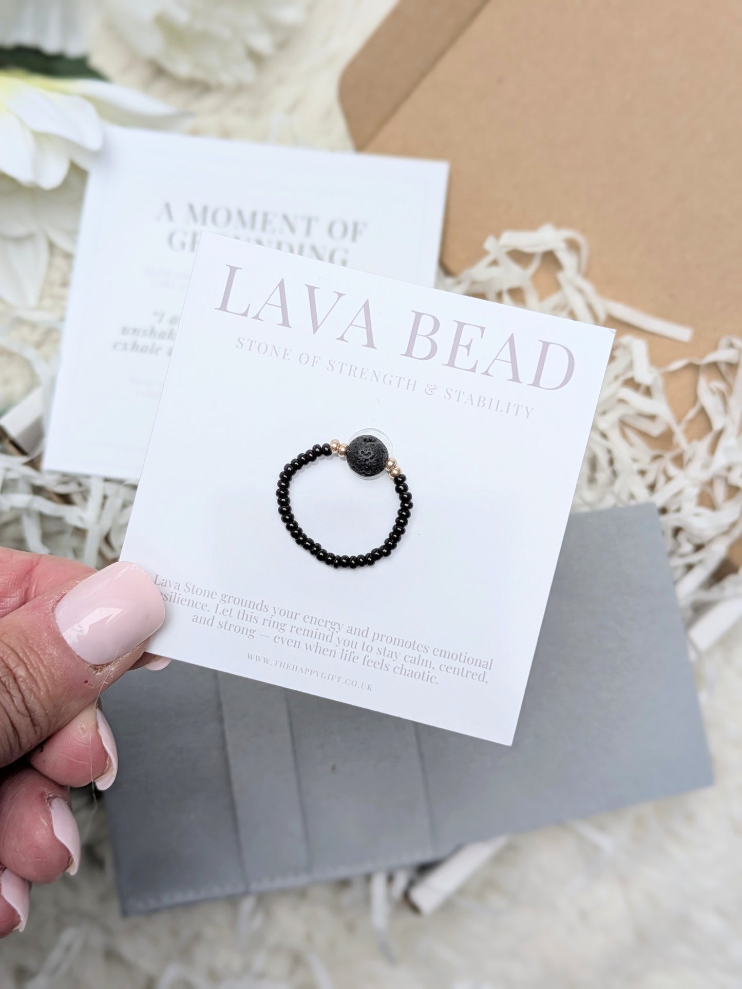 Lava Bead Crystal Ring