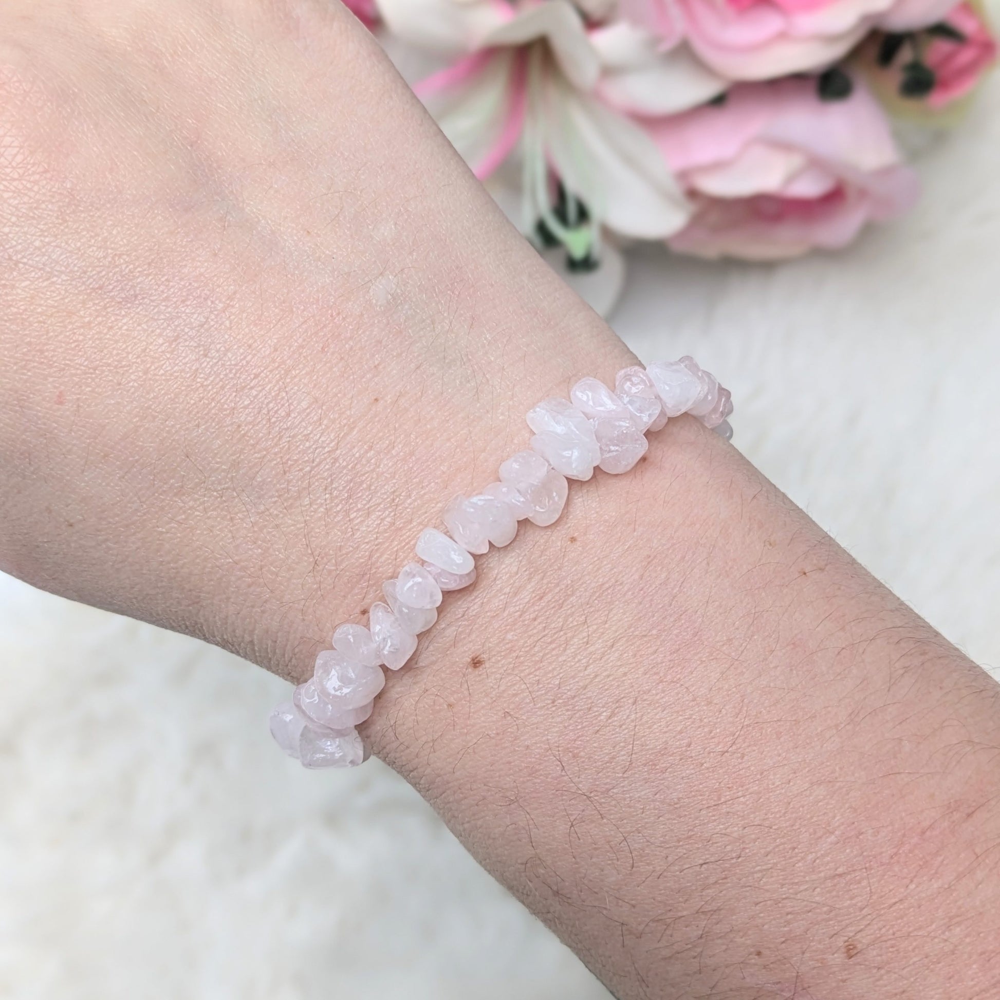 Rose Quartz Crystal Chip Bracelet image 1