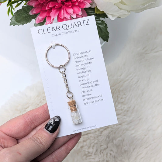 Clear Quartz Crystal Jar Keyring image 0
