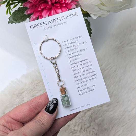 Green Aventurine Crystal Jar Keyring image 0