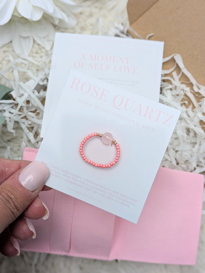 Rose Quartz Crystal Ring